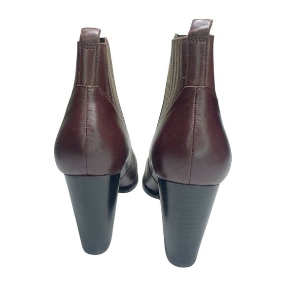 Marc Fisher ALVA Womens Brown Leather Ankle Boots Size 9.5M With Block Heels - Picture 4 of 9
